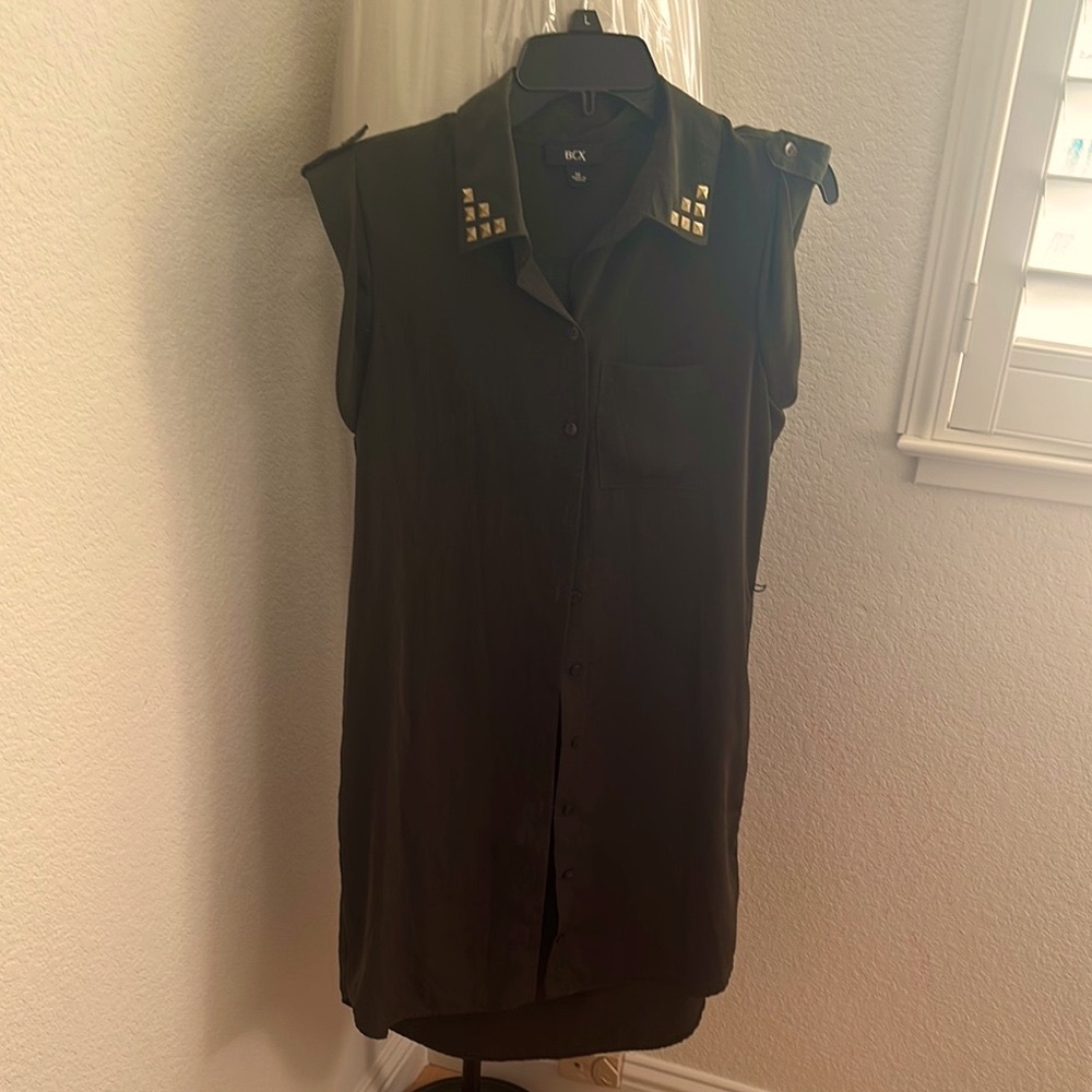 BCX Gold and Green Embellished Mini Dress